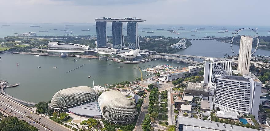 Singapore, sabbie della baia del porticciolo, marina, paesaggio urbano, edifici, grattacieli, urbano, la metropolitana, metropolitano, orizzonte, città