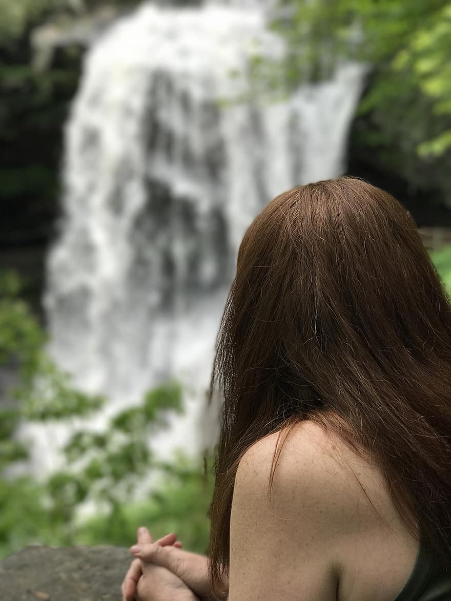 cachoeiras, ruiva, natureza, menina