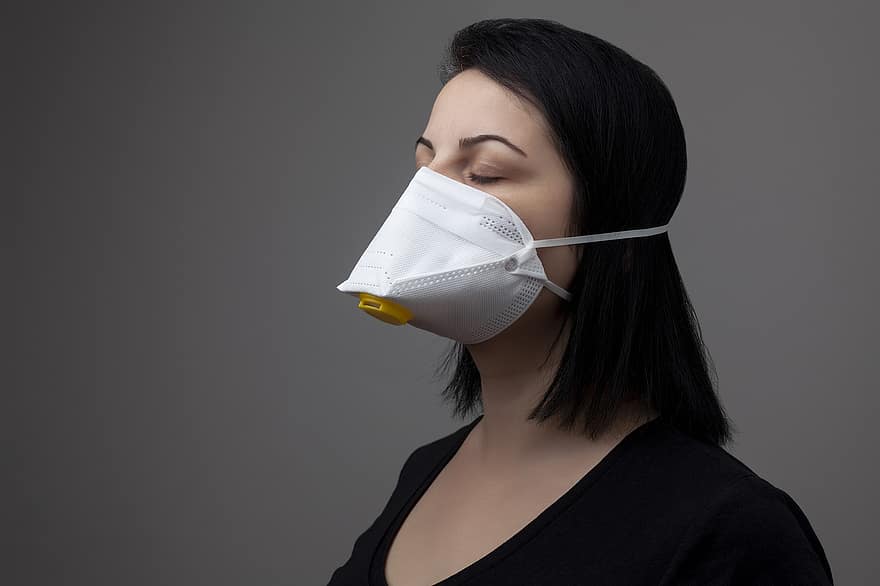 женщина, маскировать, n95, медицинская маска, портрет, маска для лица, COVID-19, эпидемия, болезнь, пандемия, пациент
