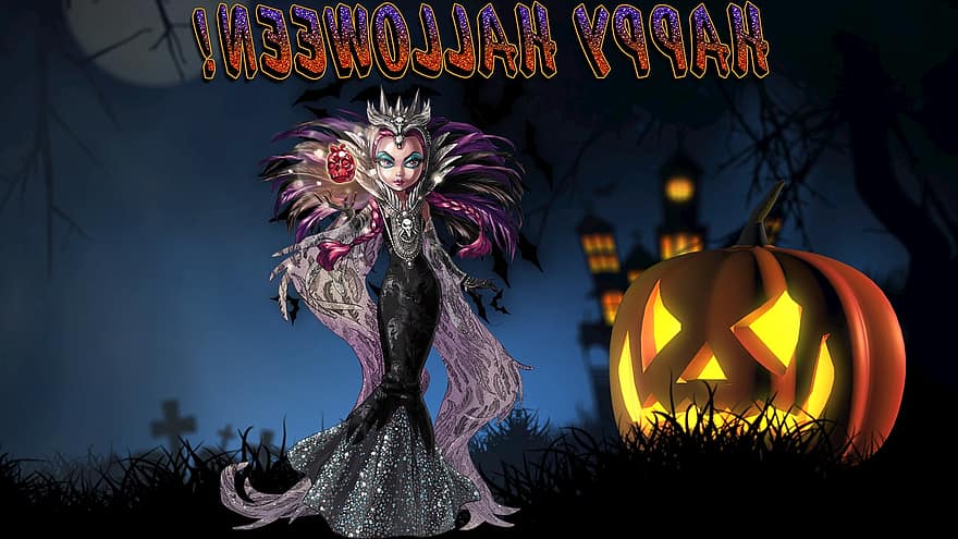 fijne Halloween, groet, vakantie, achtergrond, halloween, pompoen, vleermuizen, heks, nacht, viering, spookachtig