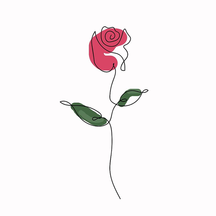 rózsa, rajz, tervezés, vonal, romantikus, virág, háttér