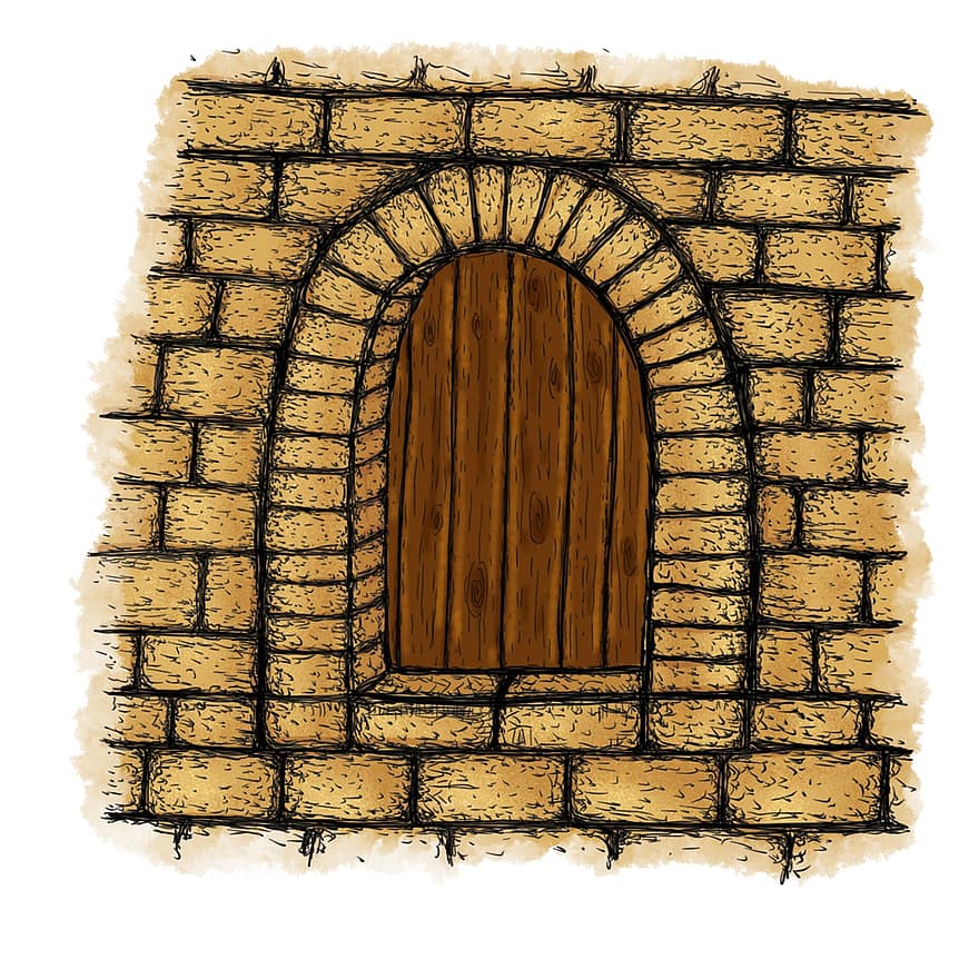 Window, Bricks, Wall, Arc, Door, Castle, backgrounds, old, architecture, brick, illustration