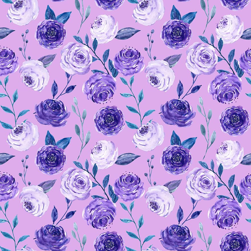 violett, lila, Blume, nahtlos, Muster, Design, Vorlage, Tapete, Hintergrund, Scrapbooking