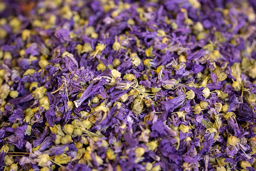 травы, сухие цветы, чайные цветы, фиолетовые цветы, Сушеные фиолетовые цветы, фон
