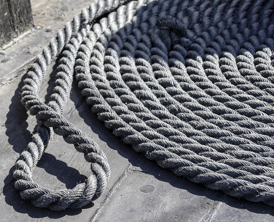 ロープ、コイル、帆船、素材