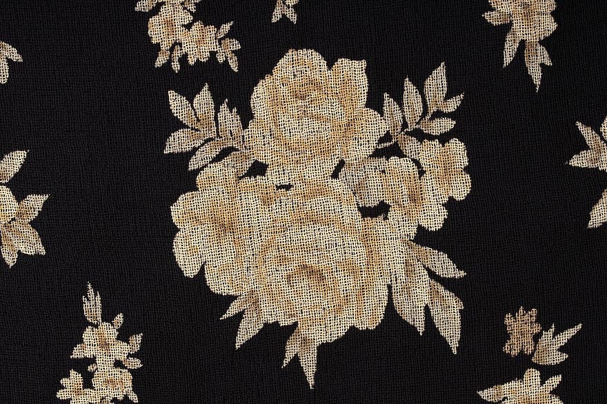 tkanina, kwiatowy tło, wzór w kwiaty, czarne tło, kwiatowy wzór, Tapeta z tkaniny, tkanina tło, tło, płótno, tekstura, Tapeta