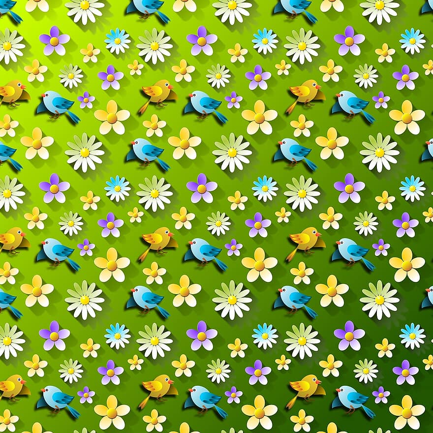 Standard, Blumen-, Gewebe, Vorhang, Grün, Gold, nahtlos, nahtlose Muster, Hintergrund, Vögel