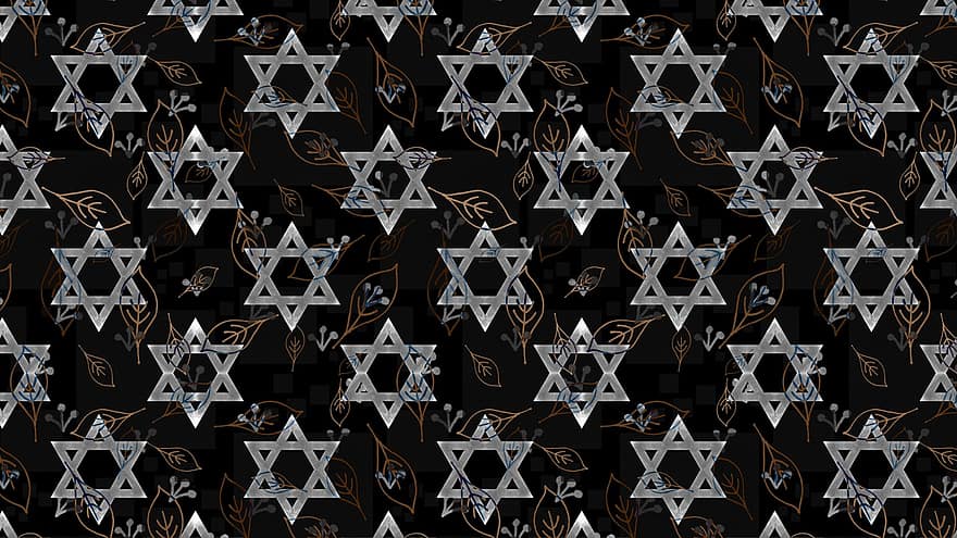 звезда Давида, шаблон, обои на стену, бесшовный, листья, Маген Давид, иудейский, иудейство, Еврейские символы, Концепция иудаизма, религия