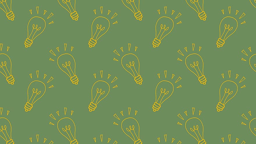 lampadina, scarabocchio, sfondo, modello, disegnato a mano, involucro, Generazione di idee, pensieri, idee, innovazione, verde