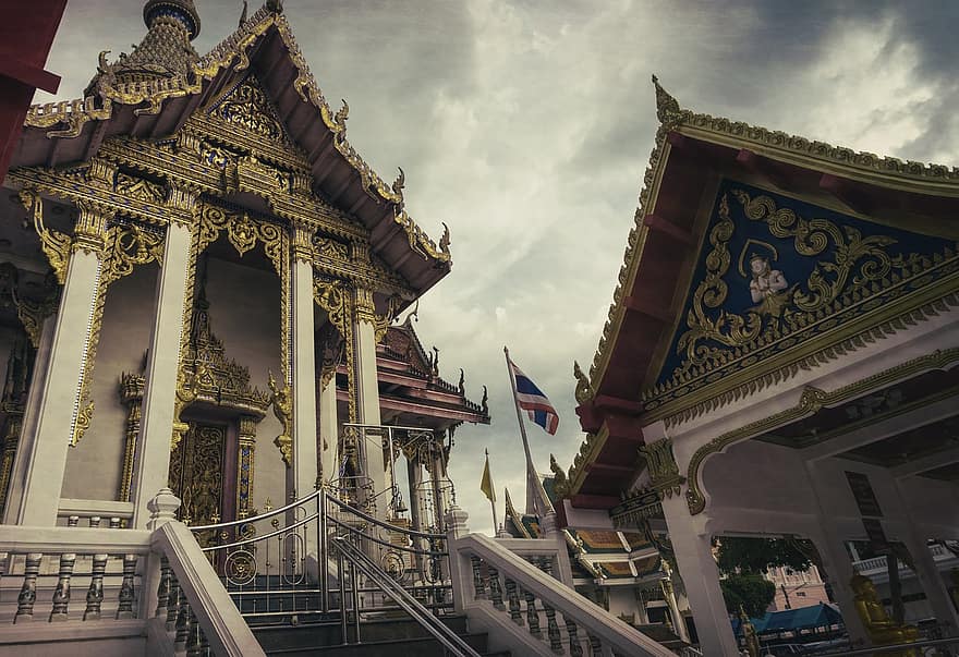 храм, сграда, архитектура, религия, будизъм, Яжте, Тайланд, Азия, изкуство, култура, злато