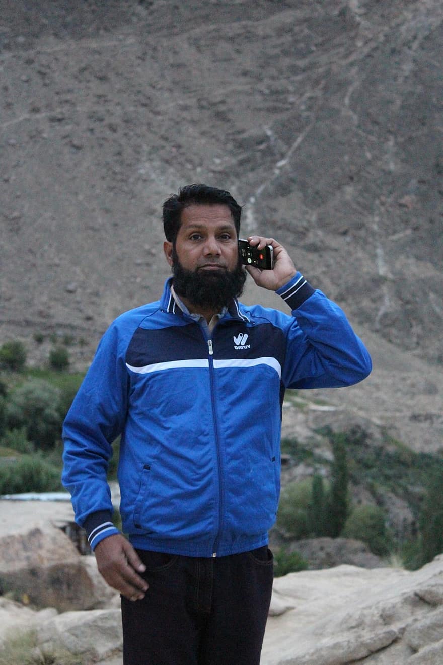 Hunza Valley, Man, Phone Call, Pakistani Man, Outdoors, Landscape, men, one person, adult, males, sport
