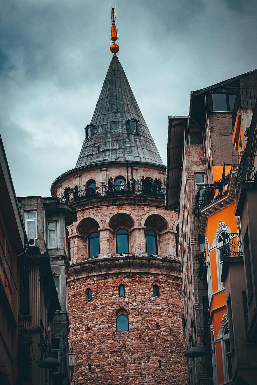 věž, galata věž, Istanbul, krocan, architektura, středověký, historický, mezník, budov
