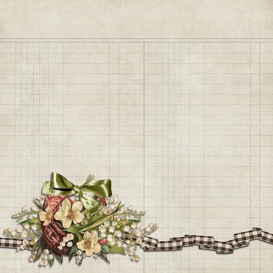 Background, Drawing, Vintage, Flower, Bow, Lint, Ruled, Love, Writing, Texture, Paper