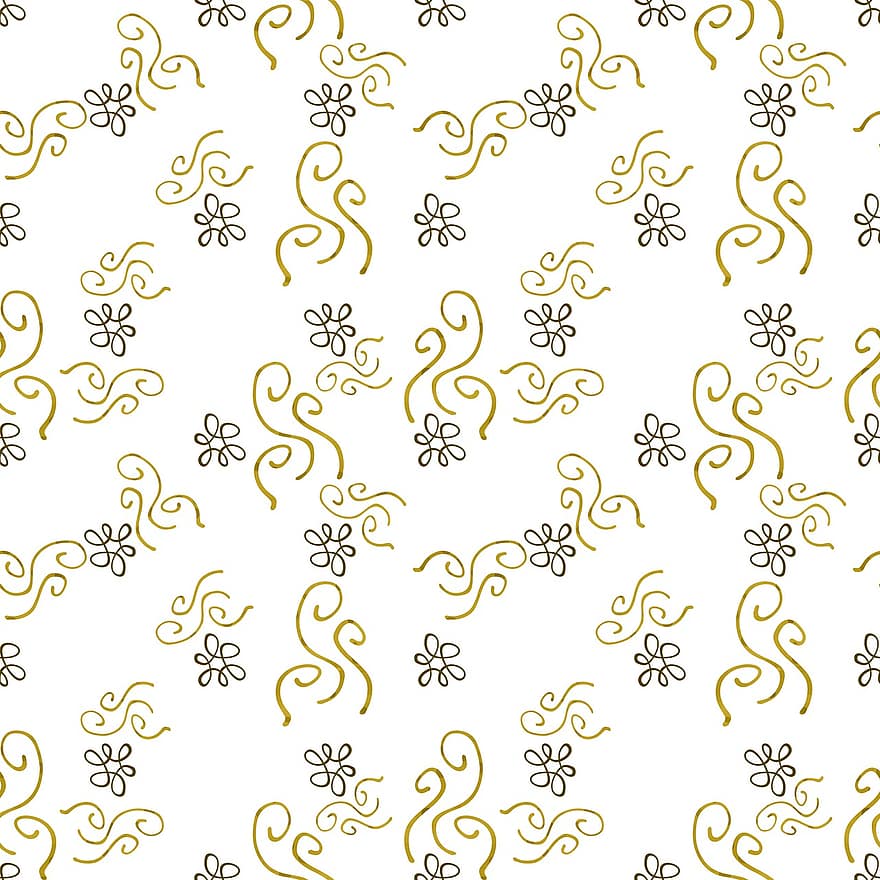 Flowers, Pattern, Background, Doodle, Seamless, White, Hand Drawn, Line Art, Whimsical, Scrapbook, Digital Scrapbooking