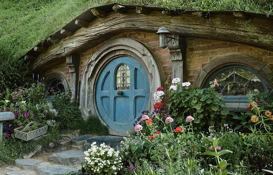 Hobbitenes land, Nave Of Zealand, nabo, film, scenografi, blomster, arkitektur