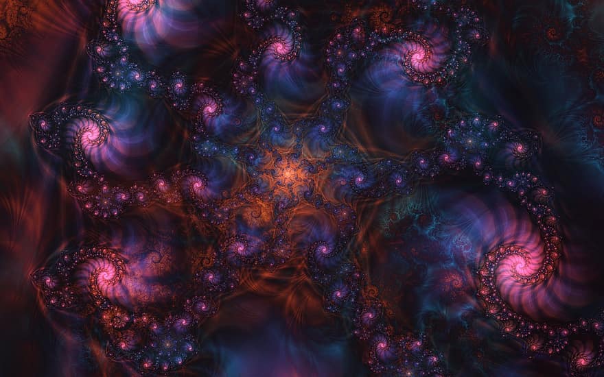 spiralformet, vortex, uendelig, kaos, storm, fraktaler, abstrakt, digital, matematik, mønster, fantasi