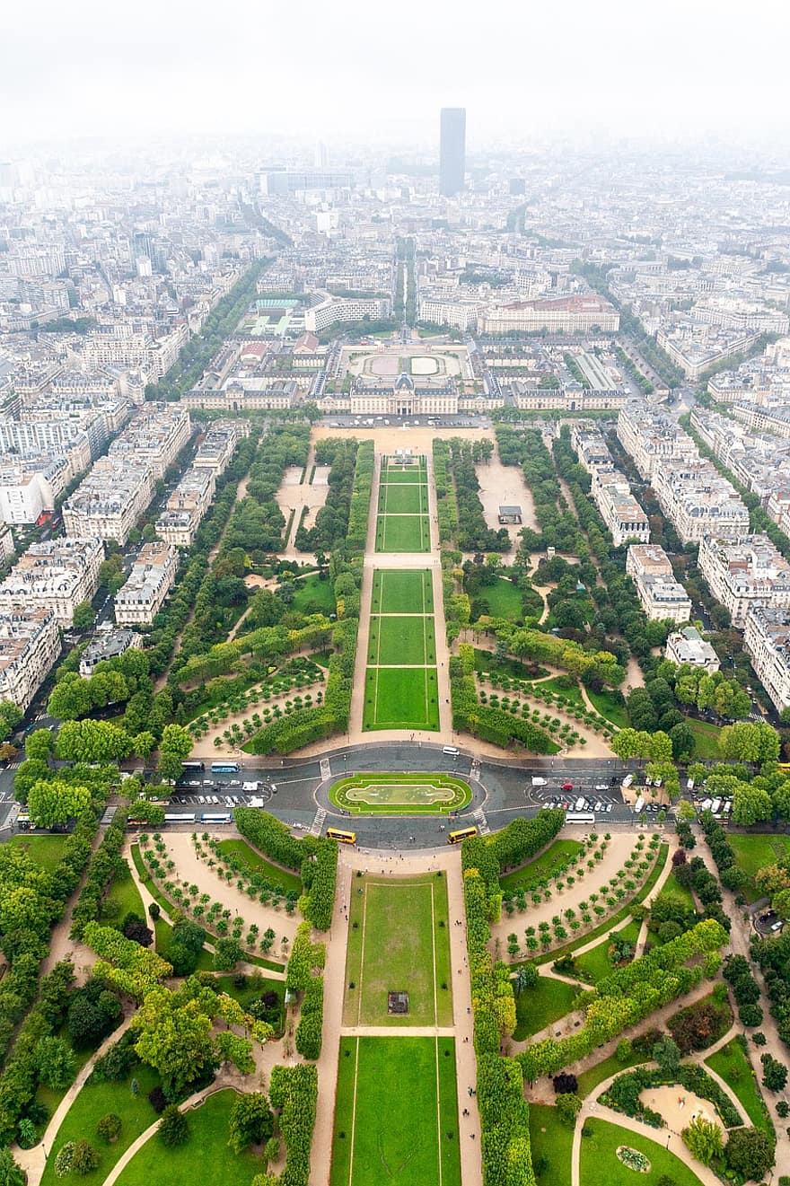 Champ De Mars, Paris, Park, France, City, Buildings, Skyscraper, Tower, Urban, Capital, Cityscape