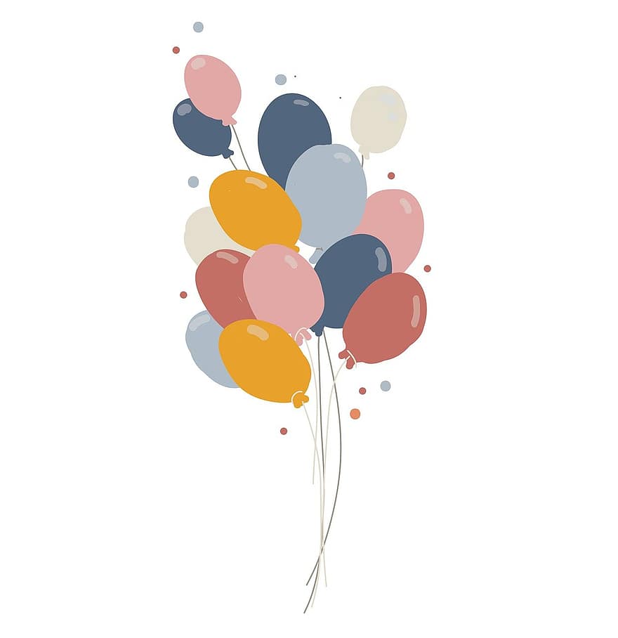 балони, страна, празненство, чертеж, скица, изкуство, многоцветен, рожден ден, балон, украса, шега