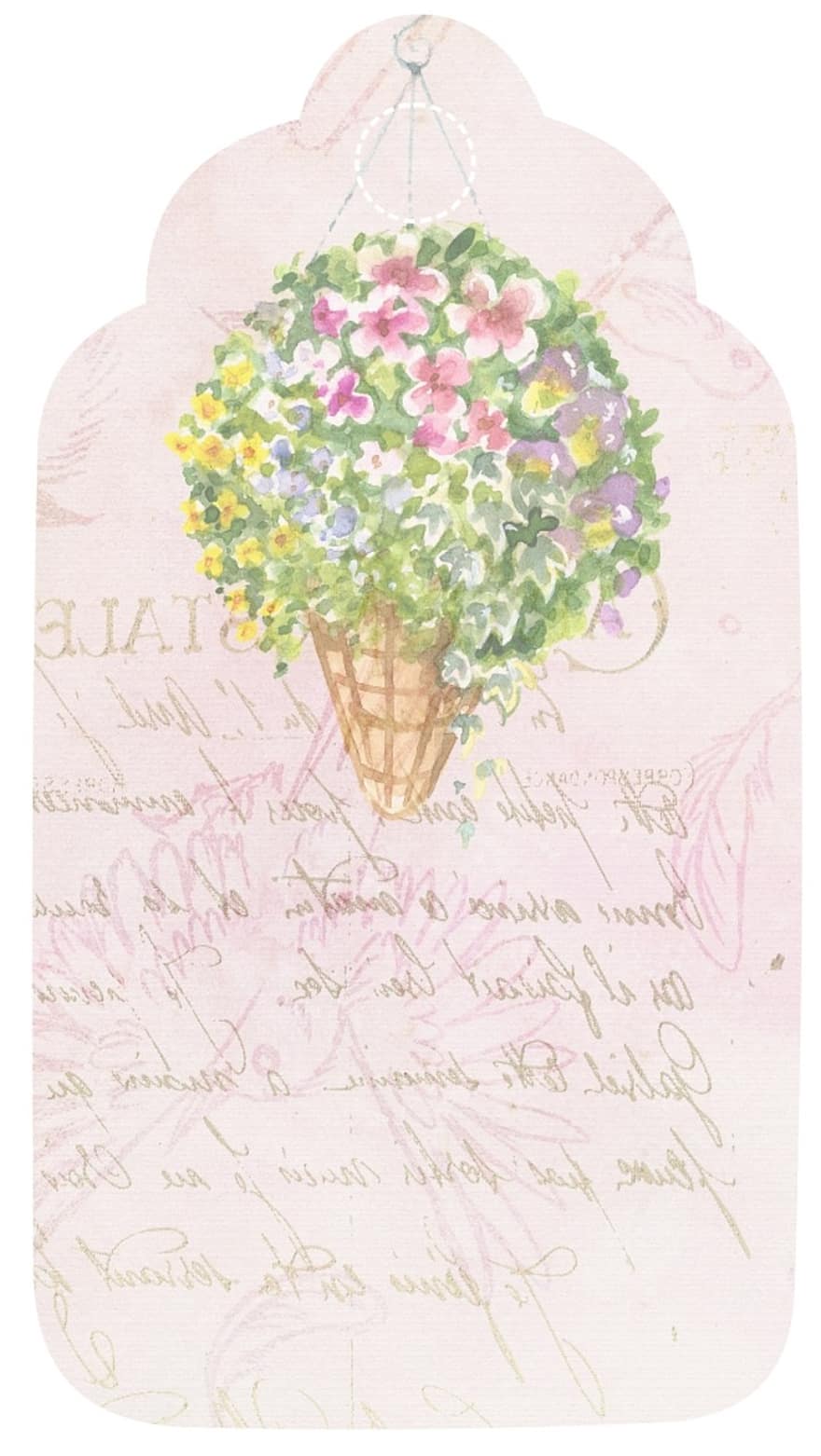 štítek, květ, romantický, zápisníku, růžový, modrý, pták, vinobraní, Pozdrav, dekorace, karta