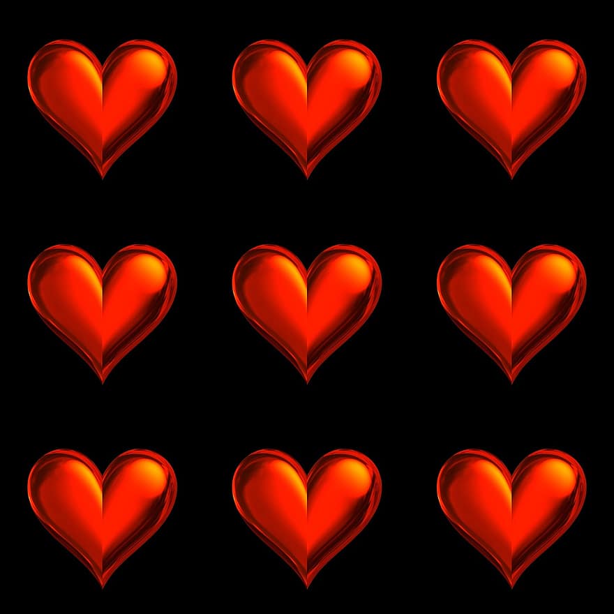 jantung, cinta, pola, cinta hati, valentine, merah, percintaan, romantis, dekoratif, cinta hitam, hati hitam