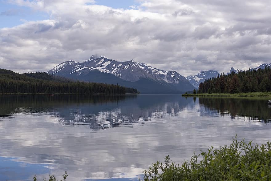 Lac, Montagne, la nature, paysage, eau, Canada, ciel, alpin, réflexion, des arbres