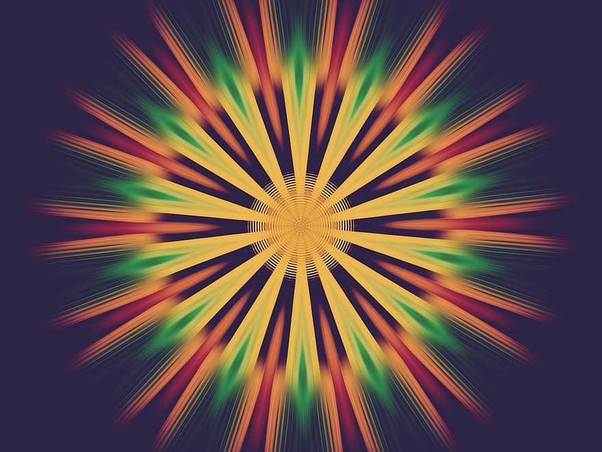 Kaleidoscope, Mandala, Default, Concentric, Texture, Ornament, Circle, Logo, Red, Green, Yellow