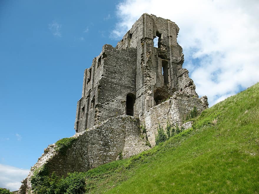 Castle, Travel, Tourism, Corfe Castle, Dorset, architecture, old, history, old ruin, famous place, christianity