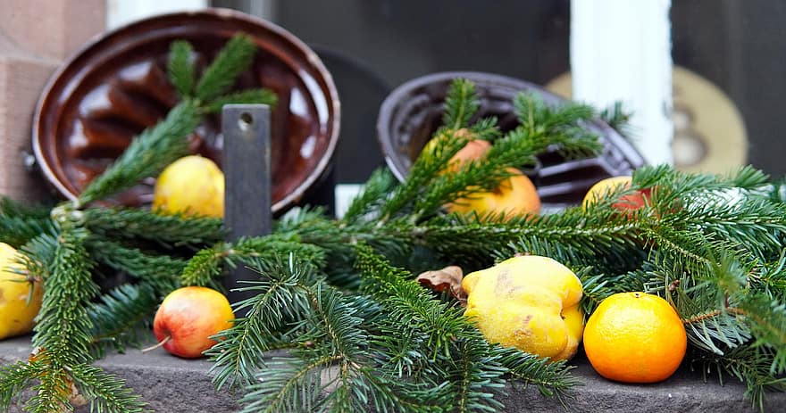 Fruta, decoración, Navidad, adviento