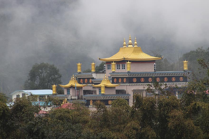 monastère, Bouddha, bouddhiste, bouddhisme, méditation, temple, Asie, brouillard