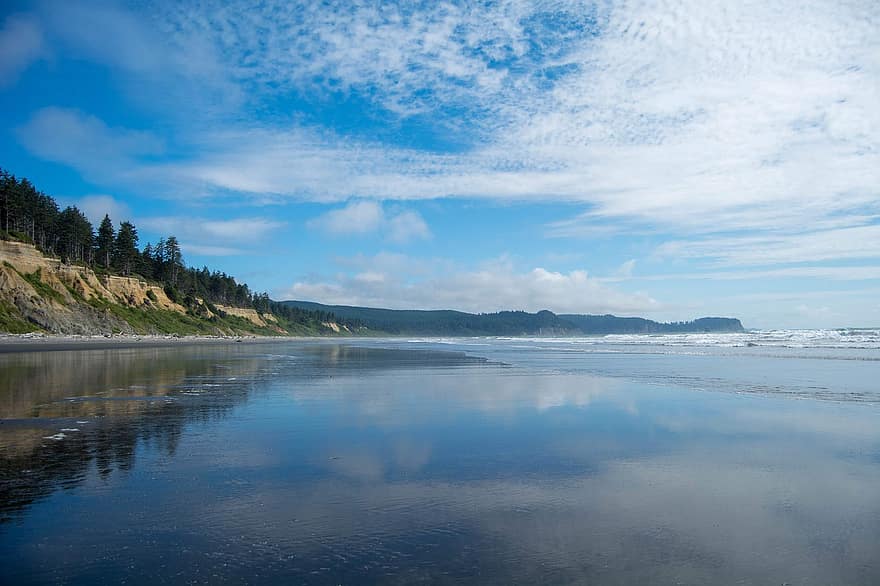mer, côte, la nature, eau, océan, réflexion, ciel, des nuages, rive, Oregon