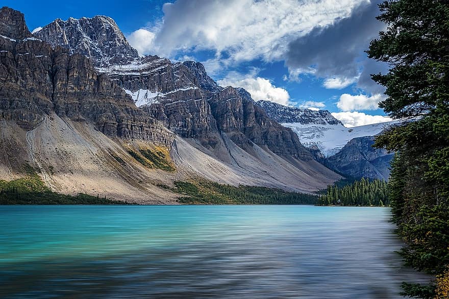 Bow Lake, Lake, Mountains, Water, Rocky Mountains, Mountain Range, Scenery, Mood, Nature, National Park, Alberta