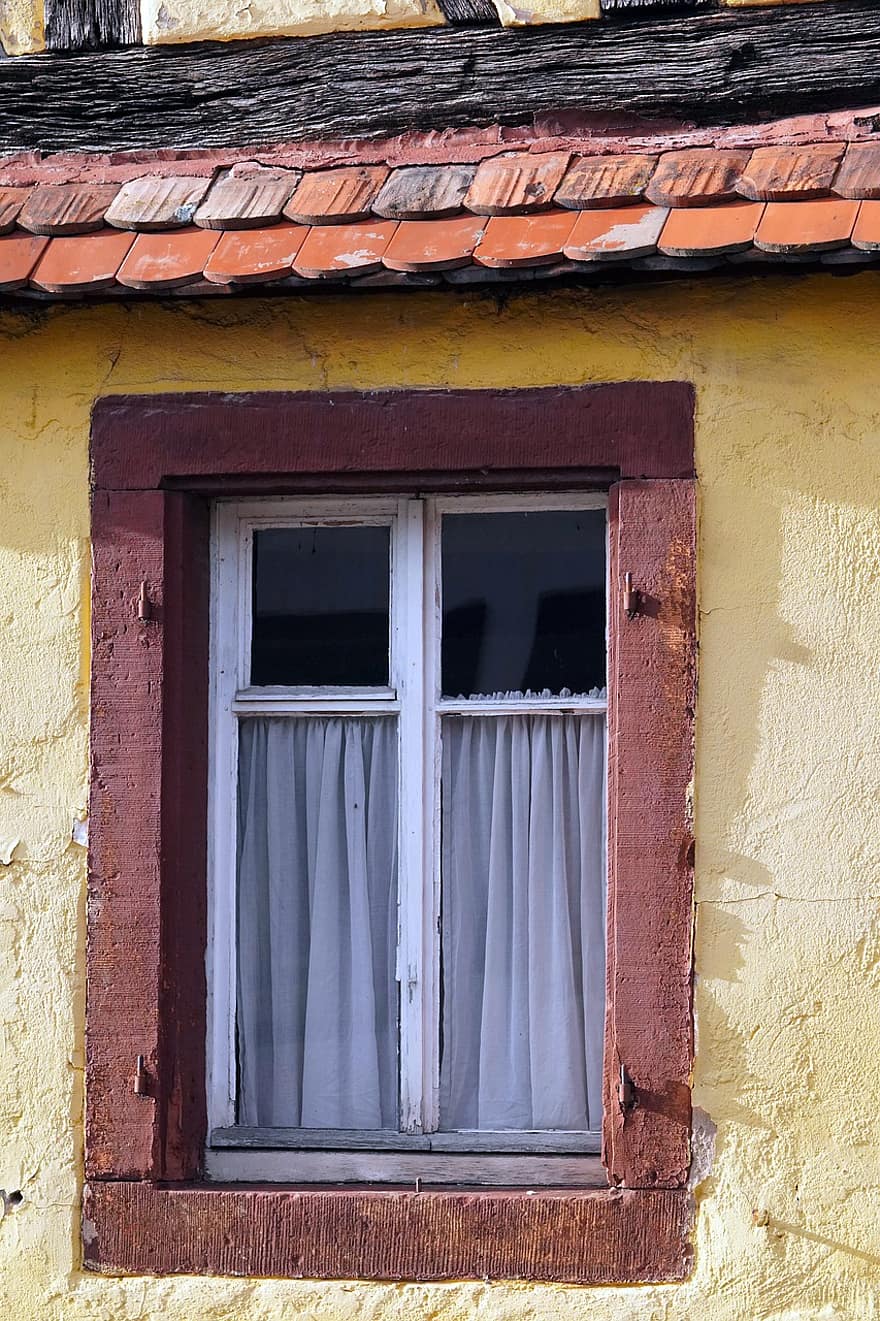 窓、家、古い、歴史的な、建築
