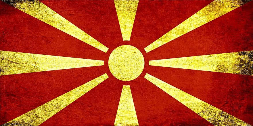 Mazedonien, Flagge, Republik, von, Land, Sonne, Sonnenlicht, Nation, National, Europa, Symbol