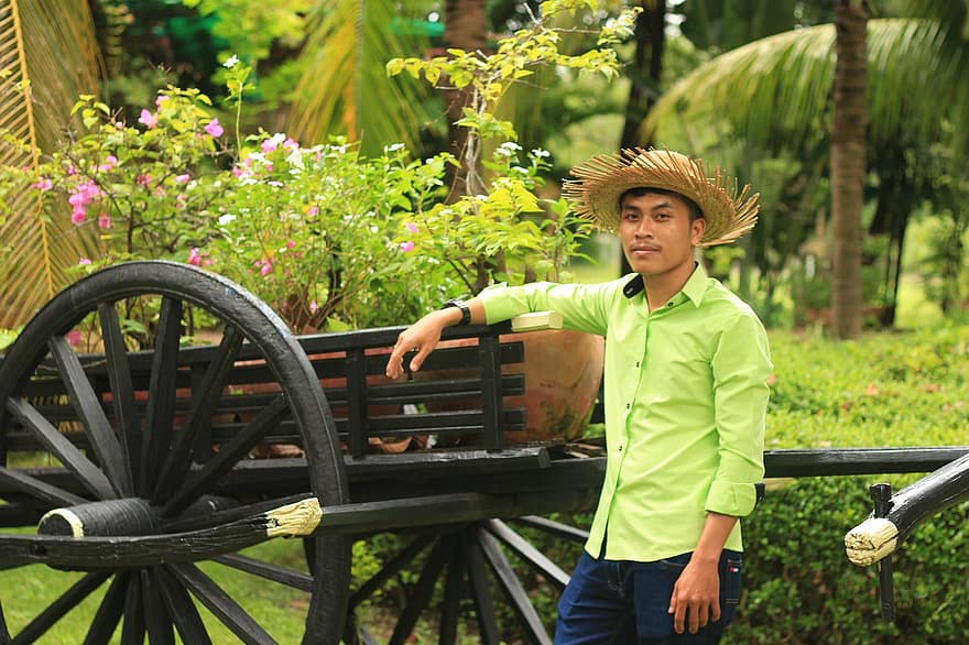 رجل الخمير ، مزارع ، الجانب القطري ، آسيا ، رجل كمبودي