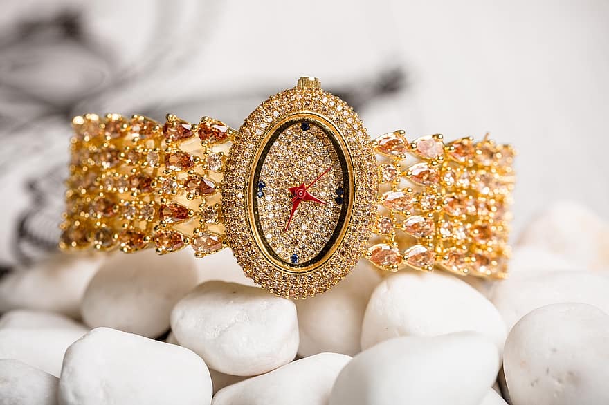 zegarek na rękę, zegarek, kamienie szlachetne, biżuteria, czas, godziny, minuty, czasomierz, akcesorium, moda, luksus