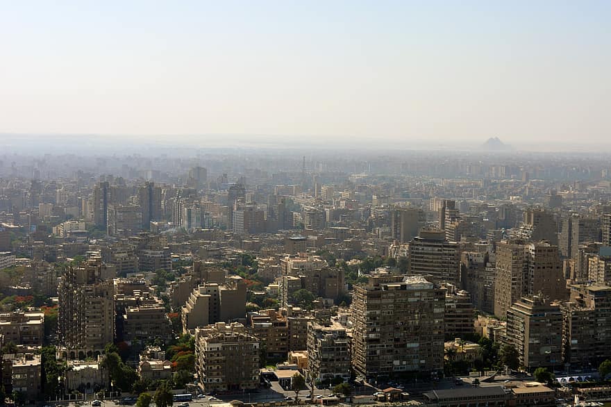 ciutat, horitzó, Cairo, fons, paisatge urbà, centre de la ciutat