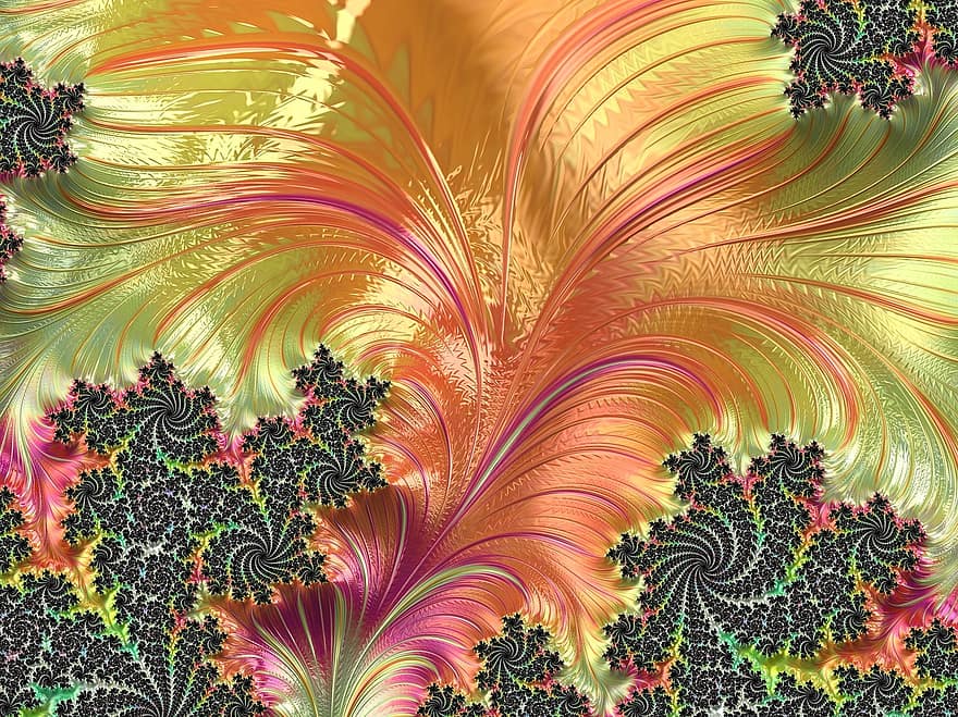 fractal, veer, artwork, kunst, patroon, kromme, ontwerp, kleurrijk, fantasie, pluim, backdrop