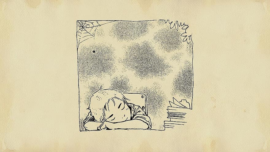 băiat, dormi, de basm, pictură, fantezie, desen