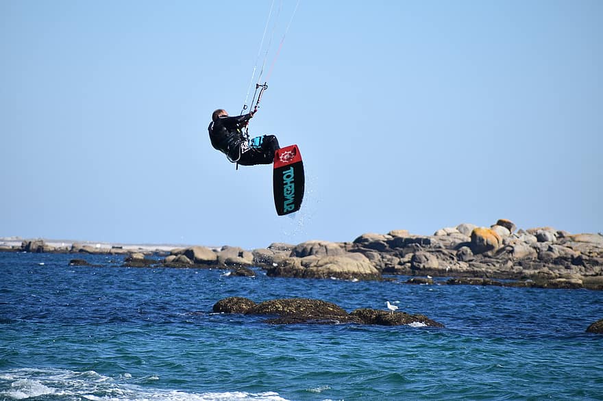 Kitesurfing, Kiteboarding, Sea, Ocean, Water Sport, Galicia, Spain, Recreational Activity
