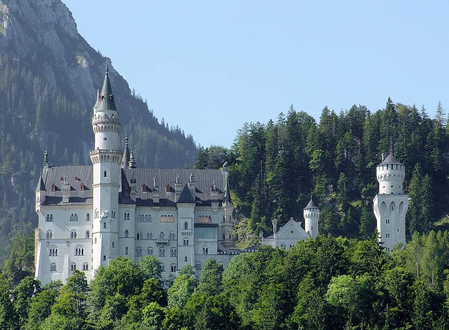 Schloss Neuschwanstein, bayerisch, Deutschland, 19, Jahrhundert, wunderschönen, schwangau, berühmt, Türme, Tourismus, Tour
