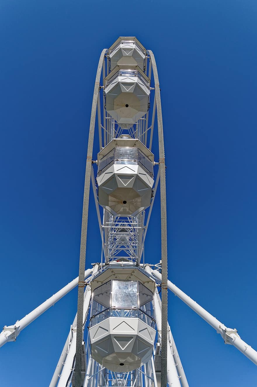 Ferris Wheel, Amusement Park, Fair, Carousel, Oktoberfest, Folk Festival, blue, construction industry, steel, metal, industry