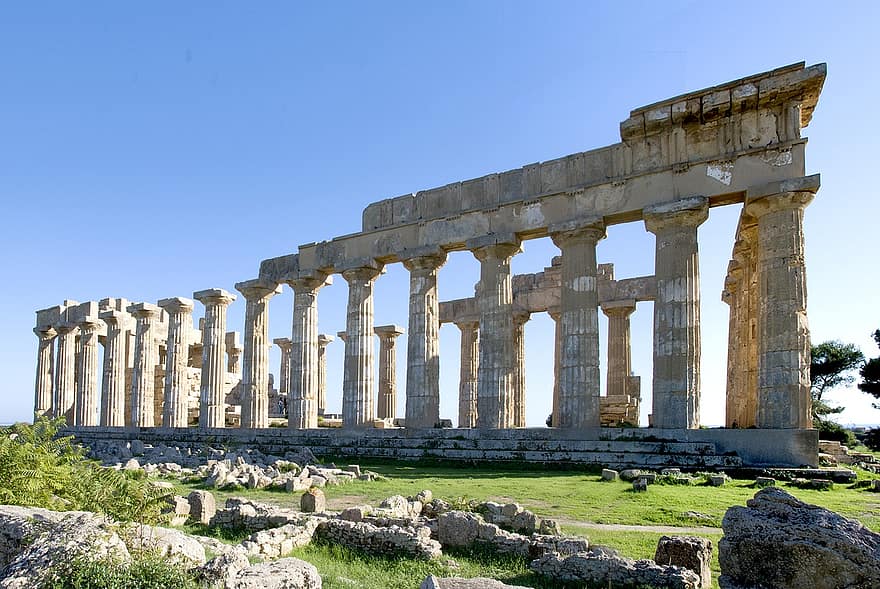 ruiner, arkitektur, tempel, søjler, romersk arkitektur, sicilien, gammel ruin, arkitektoniske kolonne, berømte sted, arkæologi, historie