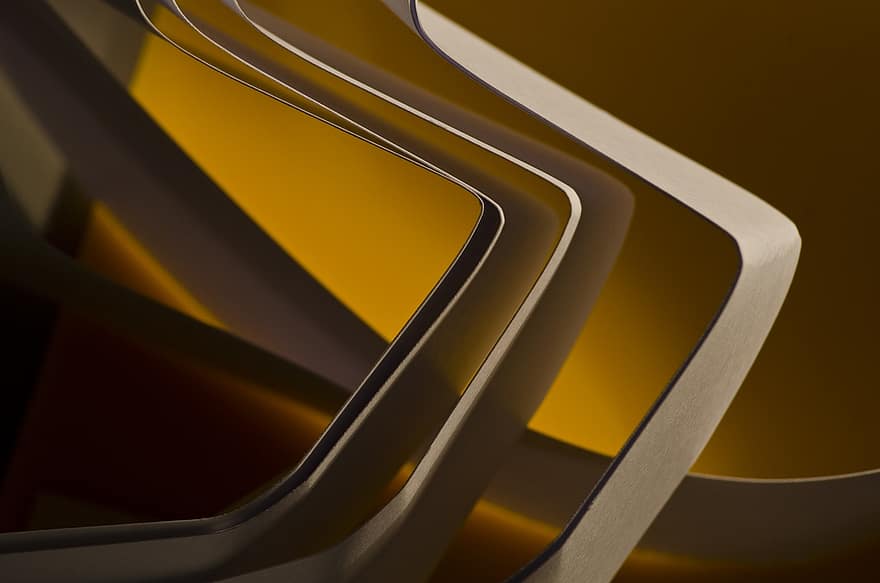 formas, Render 3d, resumen, antecedentes, de cerca, modelo, forma, curva, amarillo, diseño, moderno