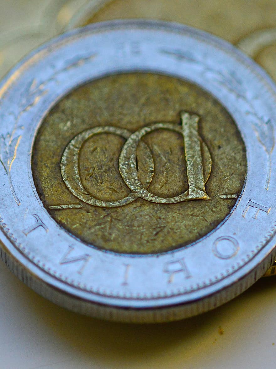 монета, Унгарска монета, унгарски форинт, Унгарски пари, пари, валута, финанси, едър план, банково дело, благосъстояние, метал