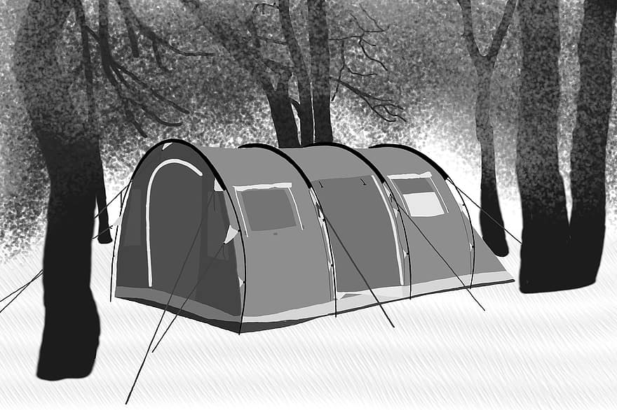 テント、キャンプ、木、休暇、屋外、自然、キャンプ場、キャンピングカー、森林、荒野、森の中