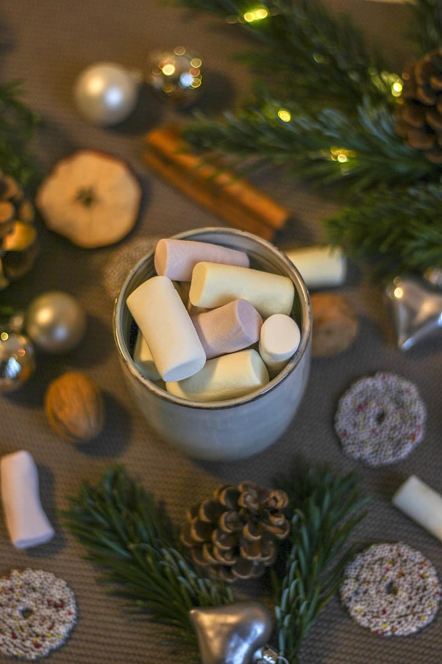 hari Natal, marshmallow, permen, liburan, musim