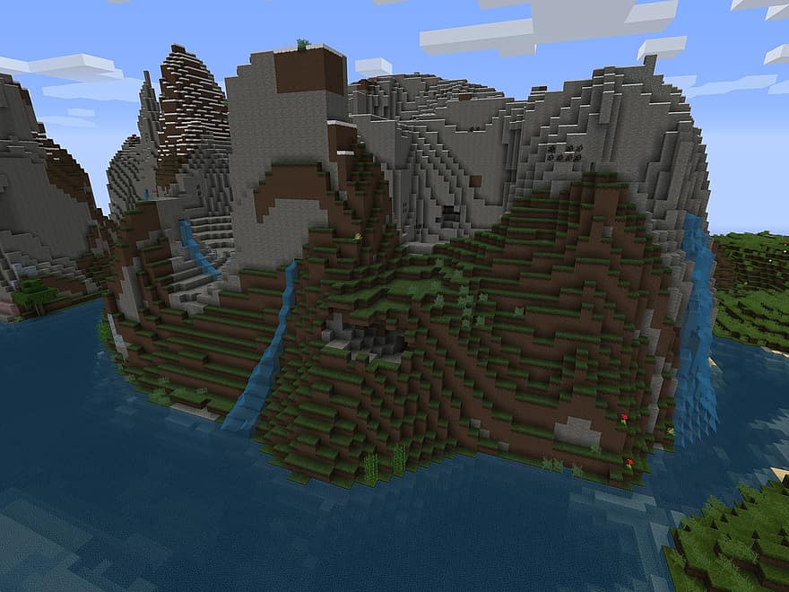Minecraft, Video Game, Play, Mountains, Mountain, Sky, Computer Science, Pc, Digital, Computer Game, Water