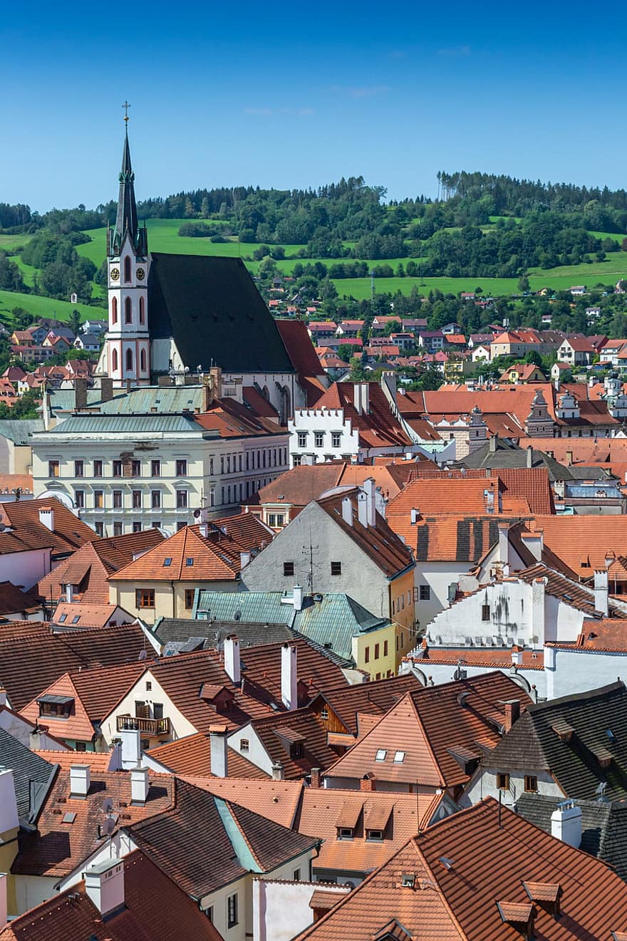torre, sostre, edificis, cases, ciutat, arquitectura, història, Bohèmia, medieval, famós, cel