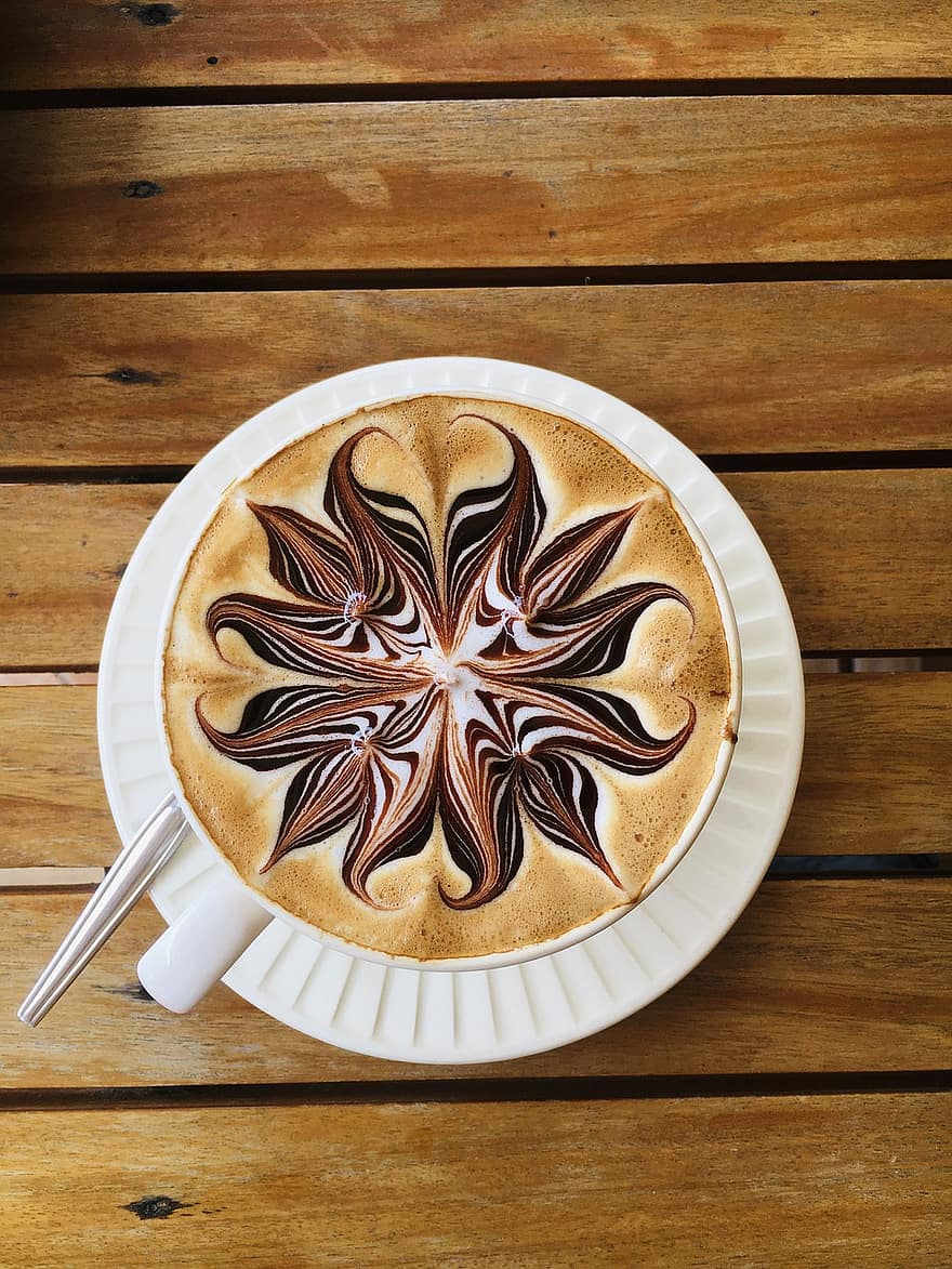 kaffe, latte kunst, latte, espresso, drikke, cappuccino, varme, temperatur, bord, koffein, kaffekop