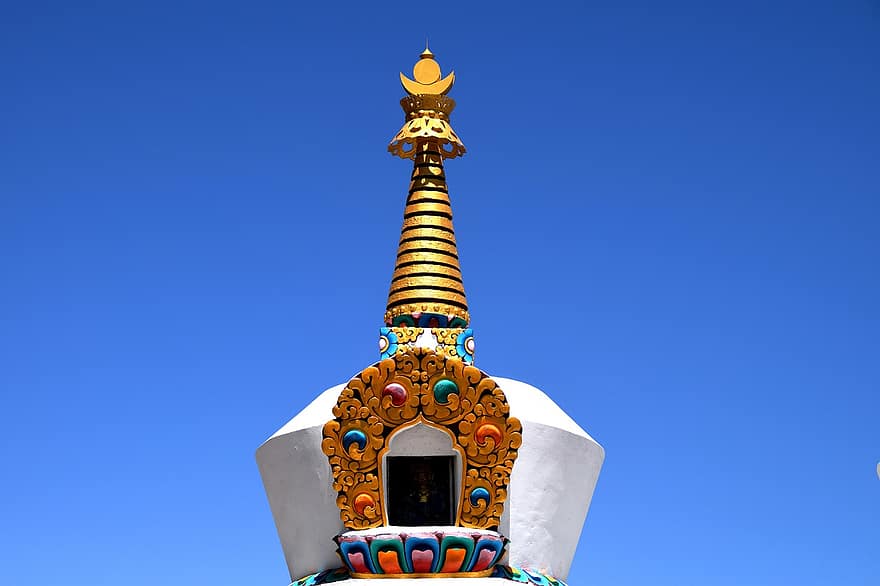 stupa, tempel, leh, himmel, bygning, spiritualitet, religion, milepæl, turisme
